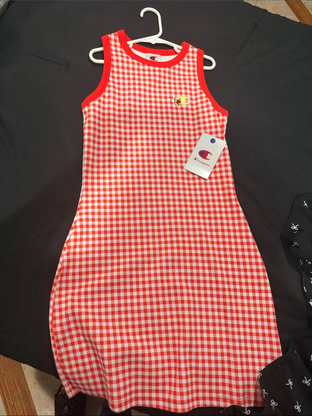 Champion Red & White Gingham Tank Dress with Logo Patch